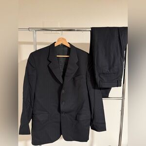 Zanieri Bespoke Men's Black Pinstripe Suit | 42R | 32 Waist | Italy